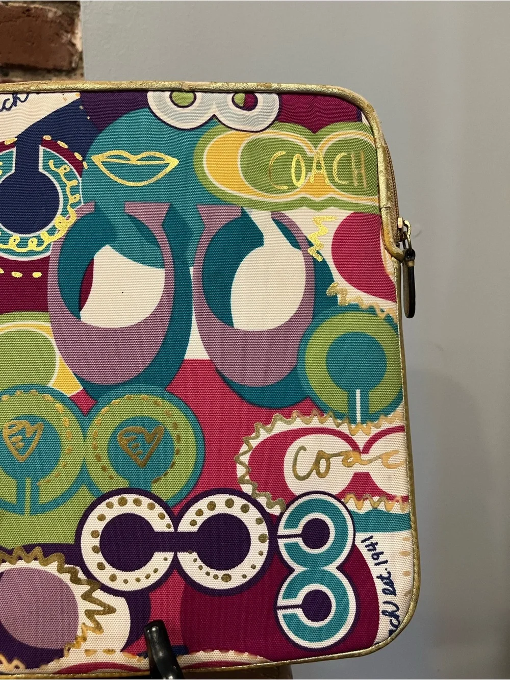 Coach Poppy Art Graffiti Laptop Sleeve Case Pouch Colorful Canvas Zip Portfolio